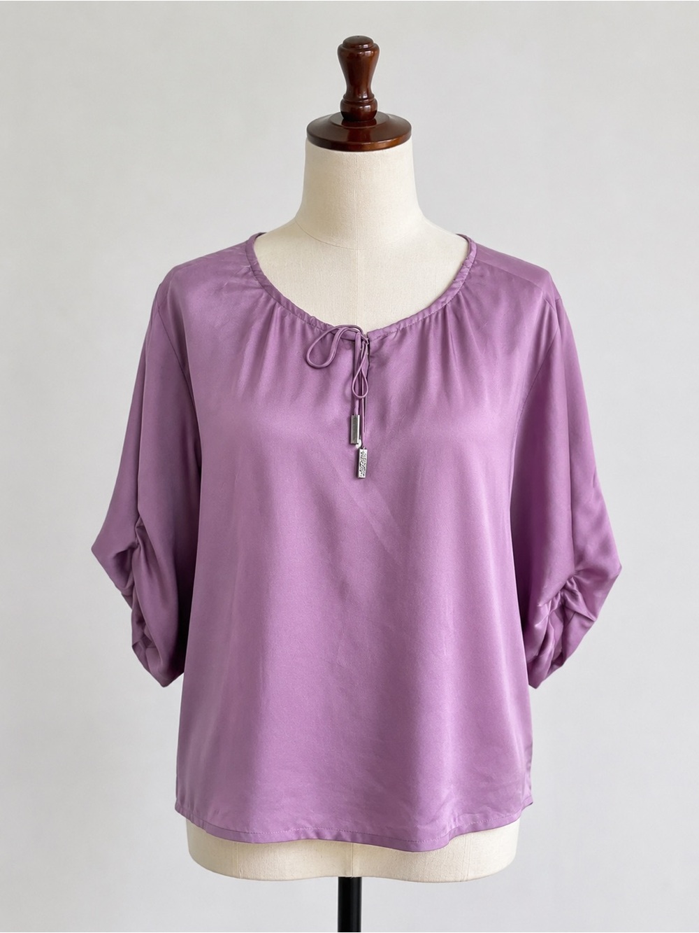 MICHAEL Michael Kors Lavender Tie-Neck Satin Blouse